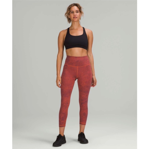 LULULEMON Wunder Train HR Crop 23” Crackle Glaze Vintage Orange Larkspur Size 2 - Picture 4 of 11